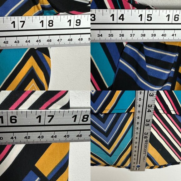 Hot & Delicious Printed Shift Dress Size Large Belted Multicolor Round Neck Boho - Picture 12 of 15